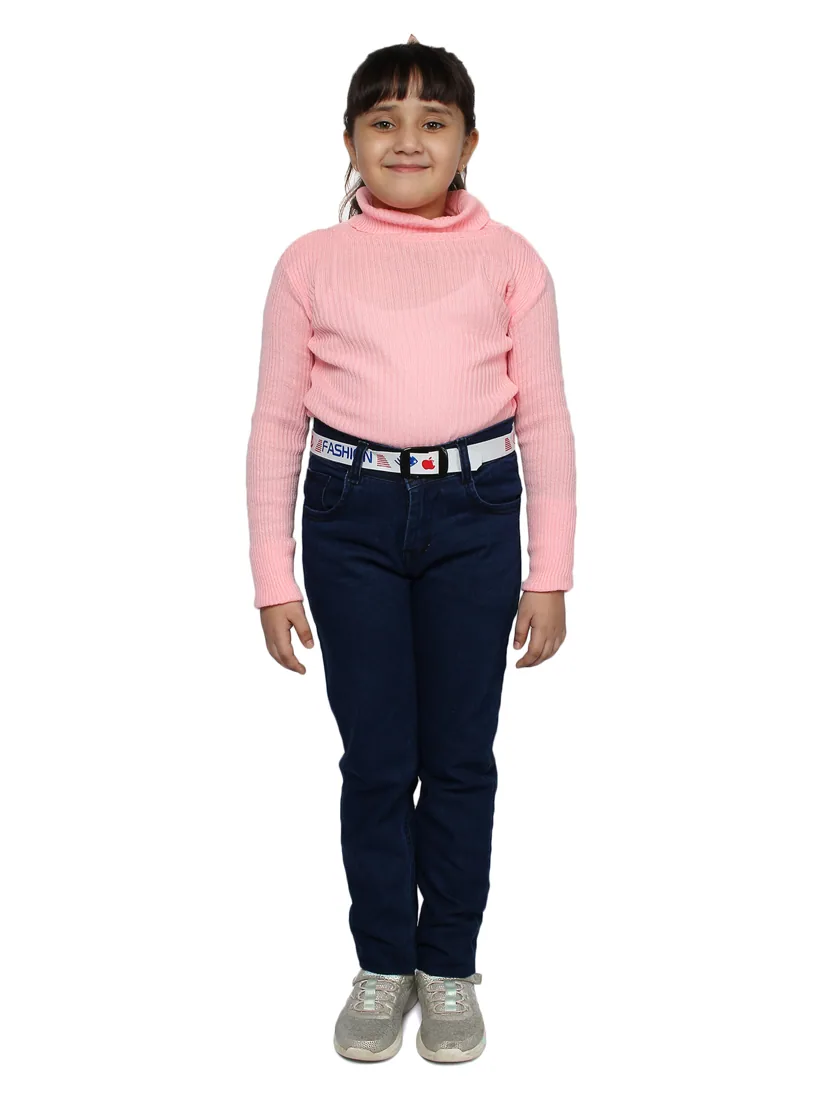 Soft Pink High-Neck Skivvy for girls