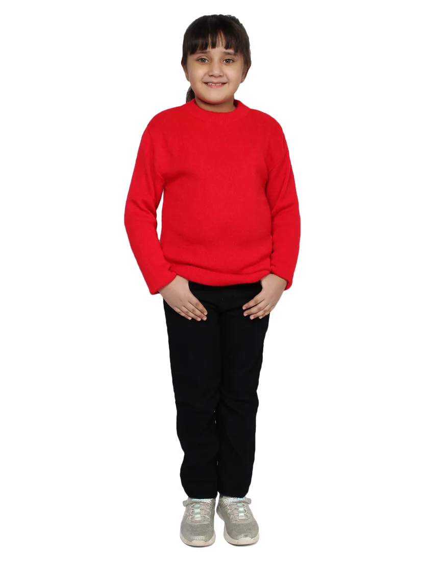 Red Knit Round-Neck Skivvy for girls